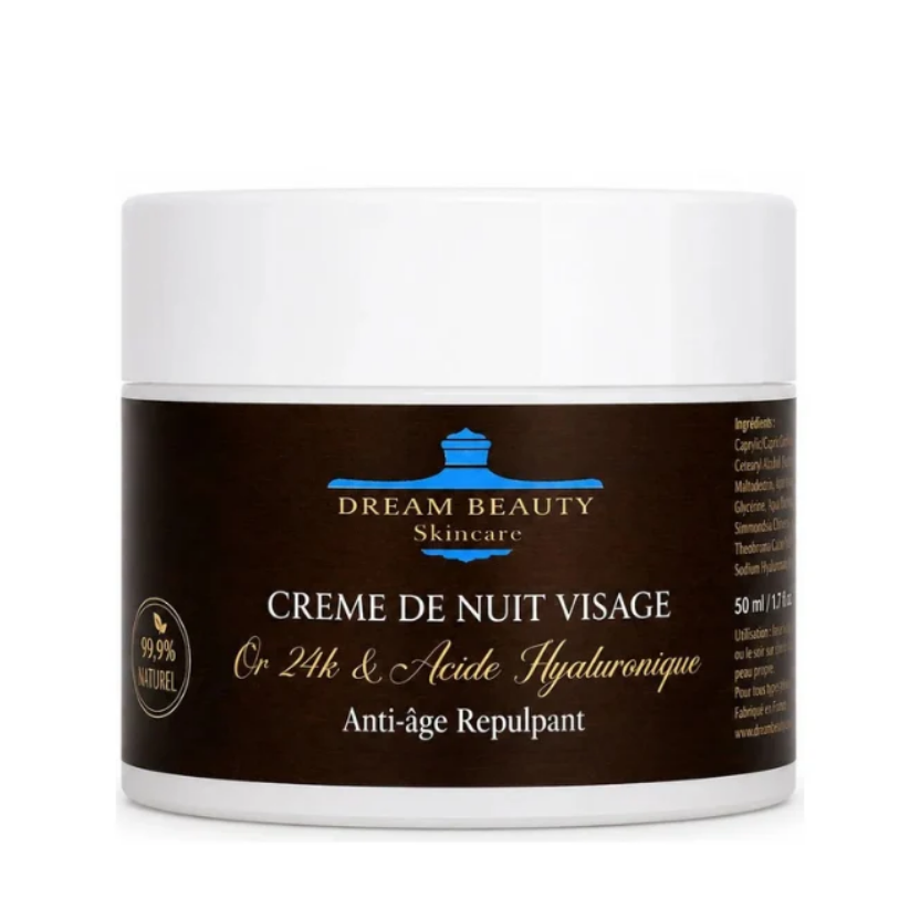 Crème de nuit visage Or & acide hyaluronique